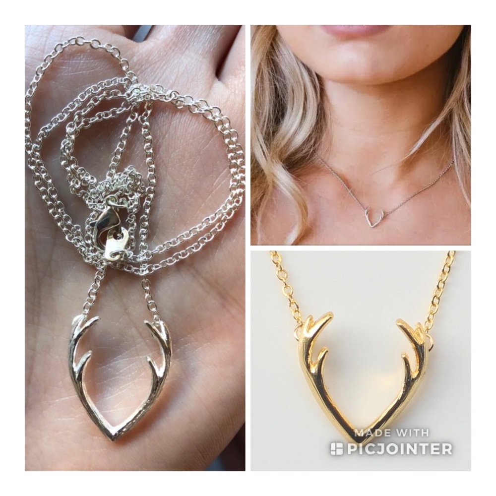 Gold or silver antler necklace